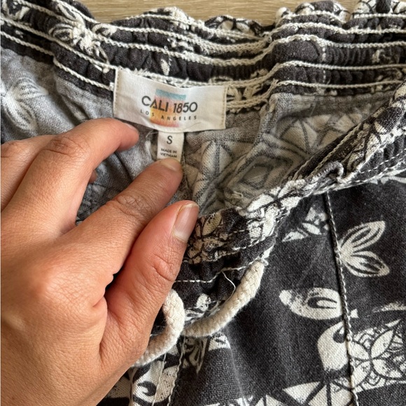 CALI 1850 Drawstring Pants Flowy BOHO Linen Blend  SZ S - Picture 4 of 8